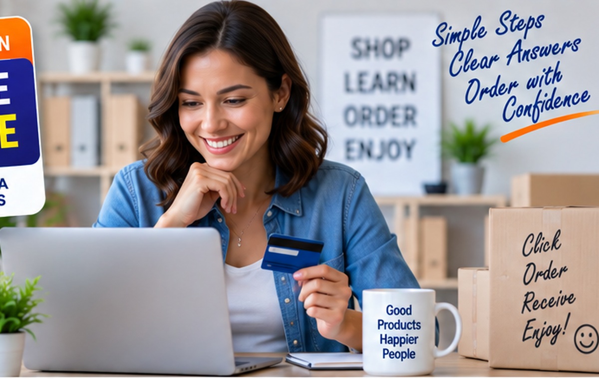 Customer using a laptop and payment card for online ordering